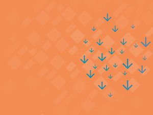 Download-Center: Petrolfarbene Pfeile auf orangenem Hintergrund
